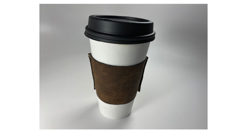eco-friendly reusable vegan leather coffee cup sleeve